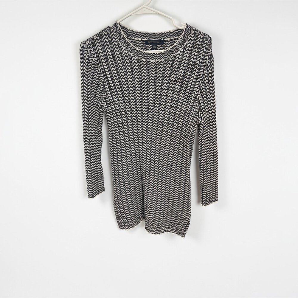 Brooks Brothers Black & White Herringbone Tunic Sweater – Women’s L